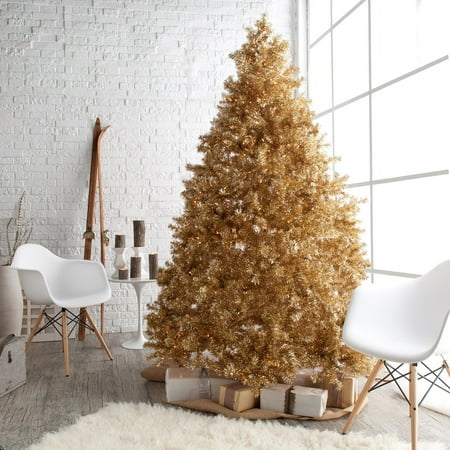Classic Champagne Gold Full Pre Lit Christmas Tree Walmart Com