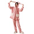 thumbnail image 7 of Winter Flannel Pajama Sets for Women Cute Bunny Ear Long Sleeve Hooded Tops Nightwear and Pants Loungewear Soft Pjs Set Womens Clothes, 7 of 7