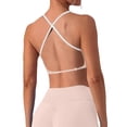 thumbnail image 5 of IQOGKRN Women's Low Back Bras with Padded Removeable Wirefree Seamless Bra Backless Multiway Straps Convertible Bra Pink L, 5 of 8