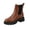 Brown-#q002, variant on Dweltoz Women's Chelsea Heeled Ankle Boots Shoes Fall Fashion Slip On Round Toe Low Heel Booties Casual Daily Elastic Side Panels Shoes,Black 7