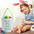 thumbnail image 4 of Easter Bunny Basket Bags for Kids, Stripe Rabbit Pattern Egg Basket Hunt Bags Personalized Canvas Cotton Bucket with Fluffy Tail for Easter Eggs Candy Gift, 8.66" x 9", 4 of 7