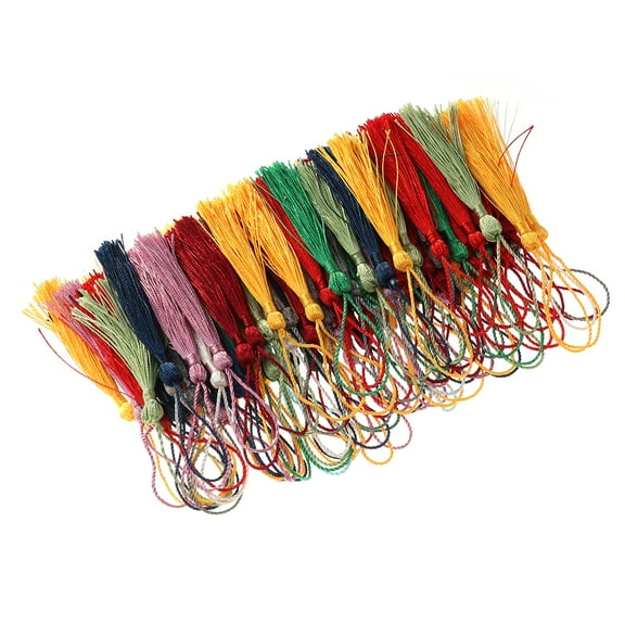 BESTOYARD 50Pcs Premium Polyester Chinese Tassels for Keychain Cell Phone Ornament and Tags