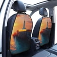 thumbnail image 3 of Naloa Lighthouse At Sunset Coast 2Pcs Anti-Kick Back Seat Cover Kick Mat, Car Seat Protector with 3 Storage Pockets, 3 of 8