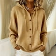 thumbnail image 2 of Edvintorg Cardigan Sweaters for Women Plus Size Long Sleeve Button Down Drawstring Hooded Knit Cardigans Womens Trendy Clothes S-3XL Khaki, 2 of 4