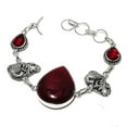 thumbnail image 2 of Natural Red Labradorite, Garnet Gemstone 925 Sterling Silver Bracelet 7-8", 2 of 2