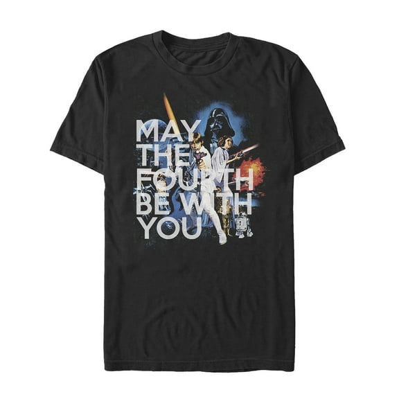 Men's Star Wars May the Fourth Classic Scene  Graphic Tee Black 4X Large
