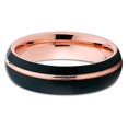 thumbnail image 3 of Silly Kings 6mm Rose Gold Tungsten Carbide Wedding Ring Offset Groove Brushed Finish Unisex Band 7, 3 of 3