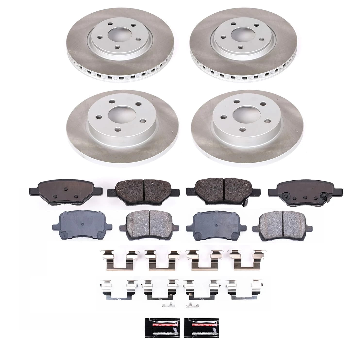 PowerStop Front and Rear Semi-Coated Rotor and Low-Dust Ceramic Brake Pad Kit SC2731