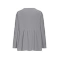 thumbnail image 6 of Women's Oversized Tshirts Cotton Linen Crew Neck Long Sleeve Button Tee Long Sleeve Shirts for Women, 6 of 8