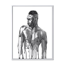 Designart 'Portrait of Handsome African Man On White I' Modern Framed Canvas Wall Art Print