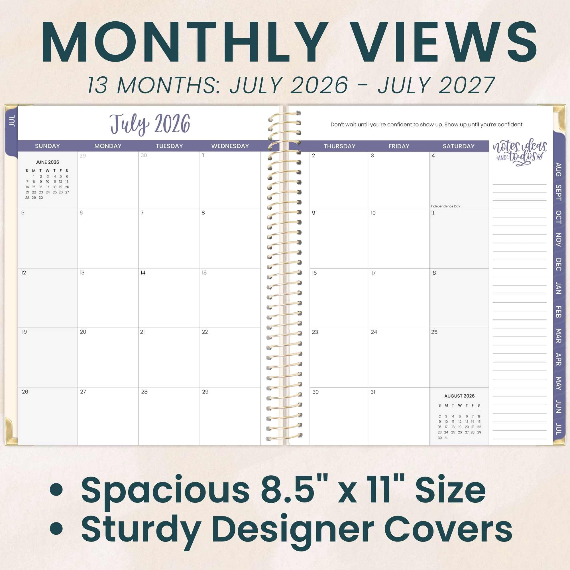 bloom daily planners 2026-2027 Academic Planner, 13-Month Monthly & Weekly Hard Cover, 8.5" x 11", So Many Reasons to Be Happy