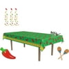 Beistle Cinco De Mayo Themed Party Decoration Kit - 2 Wooden Maracas, Chili Pepper Table Cover, Inflatable Chili Pepper, Red & Green Glasses, 3 Fiesta Hanging Whirls - Mexican Cinco De Mayo Supplies