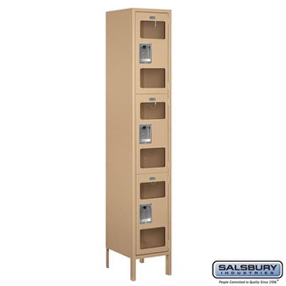 Salsbury S-53165TN-A 1 x 6 x 15 in. Triple Tier Extra Wide See Through Metal Locker, Tan - Assembled