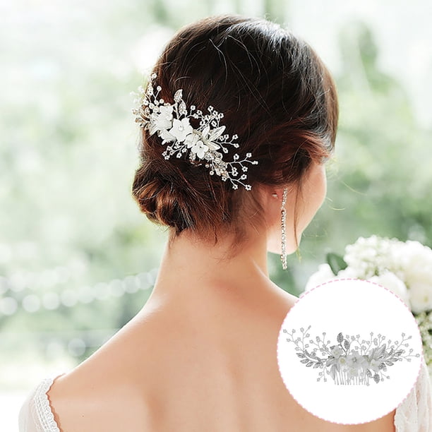 Pinzas para el cabello para mujeres, pinzas para peinar, pinzas para el cabello para niñas, accesorios para el cabello de aleación de cristal para bodas, peines, pasadores de perla, espirales, plancha