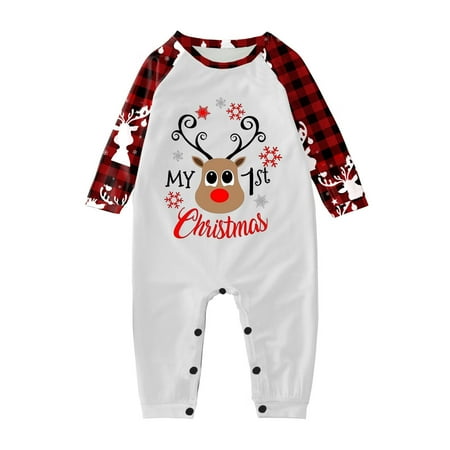 

Nomeni Christmas Family Parent Matching Pajamas Cute Christmas Alphabet Print Pattern Pajamas Plaid Long Sleeves Soft Festive Pajamas For