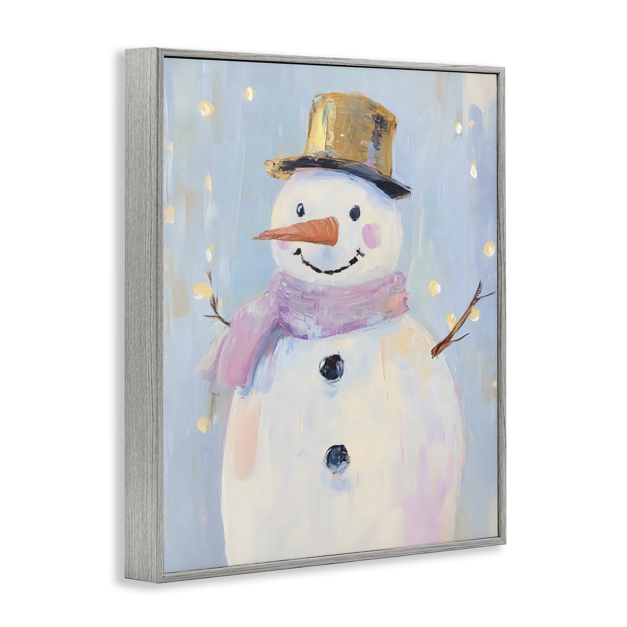 Stupell Industries Cheerful Pastel Snowman Gray Framed Giclee Art, design by The Prints Vibe