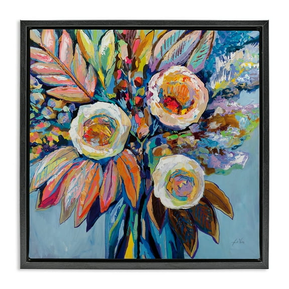 Stupell Industries Wonderment Bold Bouquet Botanical & Floral Painting Black Floater Framed Art Print Wall Art, 18 x 18