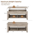 thumbnail image 6 of Yaheetech 47.5in Lift Top Coffee Table w/Hidden Compartment & 2 Open Shelves for Living Room, Classic Gray, 6 of 9