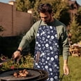 thumbnail image 4 of Pioneer Flower Floral Print Pattern Cotton Linen Apron with Pockets, Waterproof Adjustable, 33x27 Inch for Kitchen, Gardening, BBQ, Salon, 4 of 6