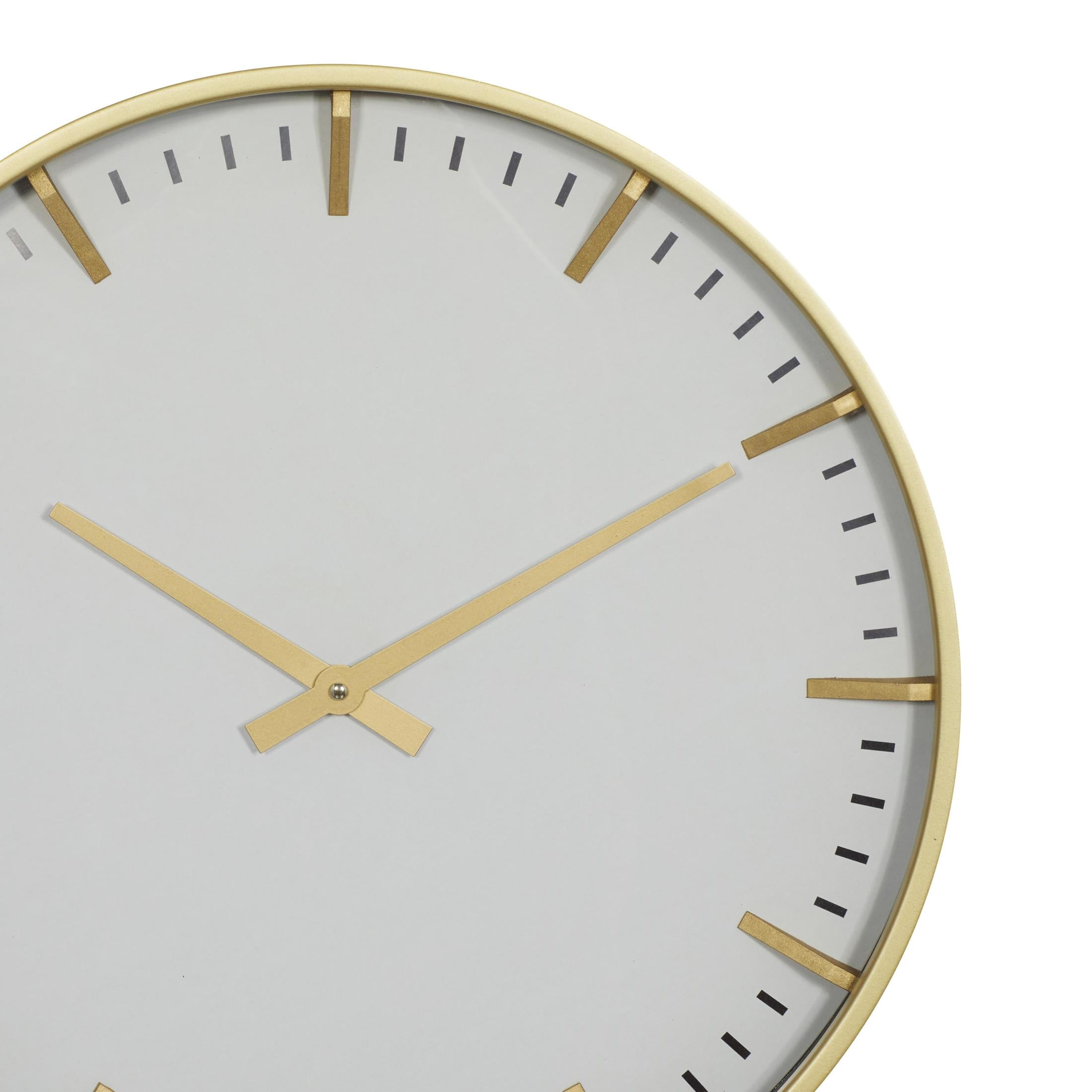 CosmoLiving by Cosmopolitan 20" Gold Glass Wall Clock with White Face