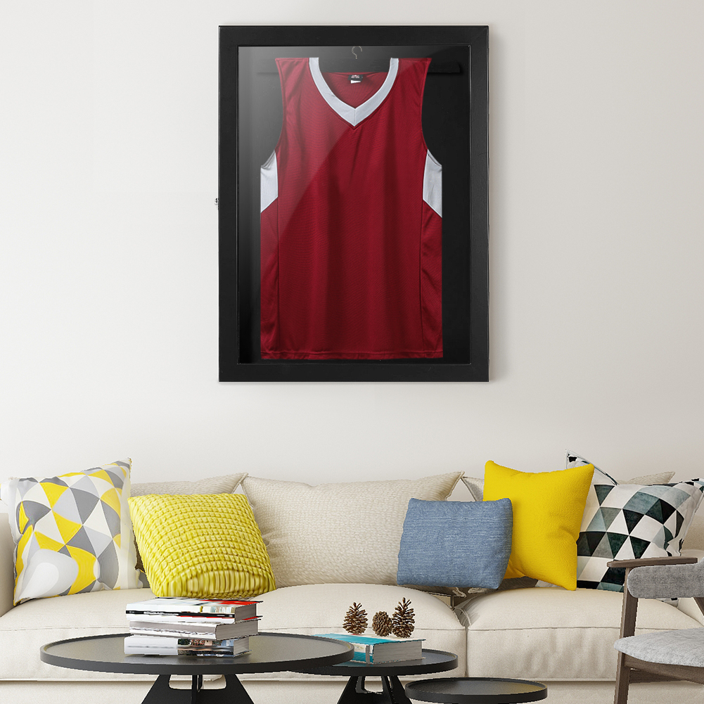 Veryke Sports Jersey Frame Display Case for Basketball Football, Black