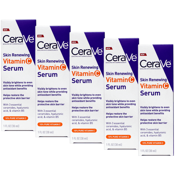 CeraVe Skin Renewing Vitamin C Serum with Ceramides, Hyaluronic Acid
