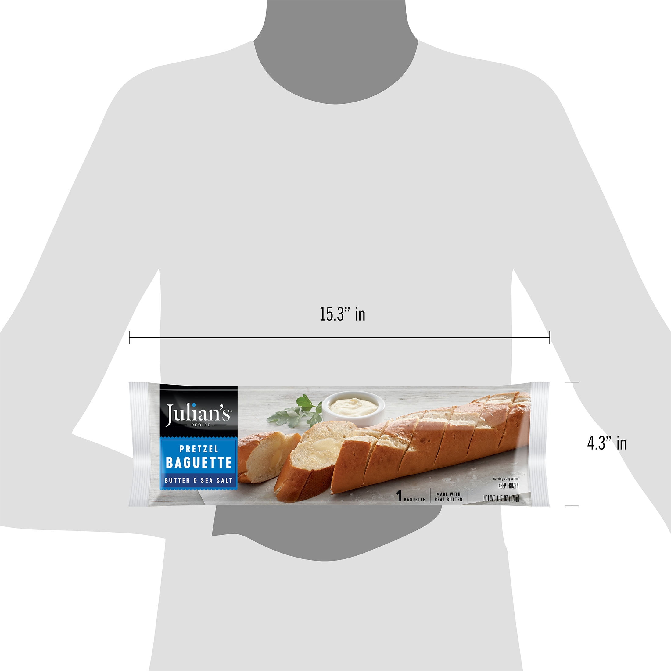 Julian’s Recipe Butter & Sea Salt Pretzel Baguette, 6.18 oz, Shelf-Stable, Single Pack