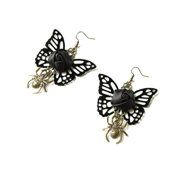 Western Mania 25779 Boucles d'Oreilles Papillon et Araignée&44; Noir