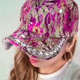 thumbnail image 7 of Slccxzc Women's Rhinestone Pearl Baseball Cap Colored Back Buckle Cool Star Cap Carnival Reflective Visor, 7 of 7