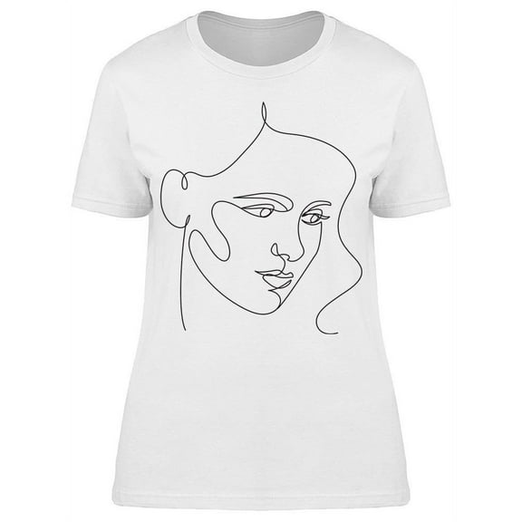 Minimalistic Style Face Portrait T-Shirt Women -Image by Shutterstock, Female Small