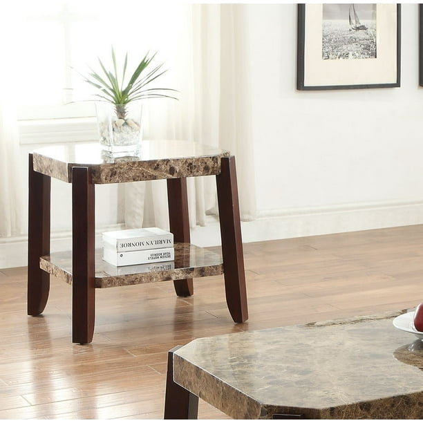 Simple Relax Faux Marble End Table, Brown