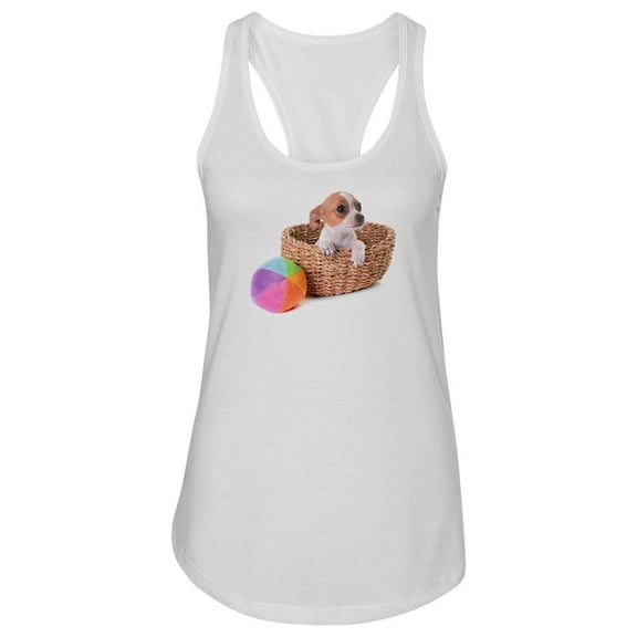 Chihuahua In A Basket Racerback Tank Women -Image by Shutterstock, Female XX-Large