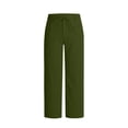 thumbnail image 7 of Hinvhai Men's Casual Cotton Linen Dress Pants Relaxed Fit Pleated Slacks Expandable Waist Summer Beach Yoga Trousers Army Green, 7 of 7
