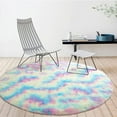 thumbnail image 5 of Junovo Round Fluffy Rainbow Area Rugs For Kids Girls Princess Castle Plush Shaggy Carpet Cute Circle Nursery Rug For Kids Room Bedroom Living Room,4'x4',Rainbow, 5 of 7