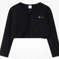 thumbnail image 3 of Afuyipoi Girls Bow Detail Button Front Knit Cardigan Sweater 100% Cotton Cape for Kids Size 1-13Y Fall Casual Style Black Size 2T, 3 of 7