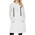 thumbnail image 4 of cocolona Womens Long Puffer Vest Stand Collar Sleeveless Hooded Down Jacket Fall Winter Casual Loose Coats with Pocket, 4 of 8