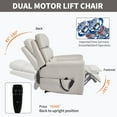 thumbnail image 6 of Power Lift Recliner Chair with Massage and Lumbar Heating for Elderly, Faux Leather Reclining Chair with 180° Lying Flat and Side Pockets for Living Room, Beige, 6 of 7