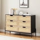 thumbnail image 2 of Estilizado para 6-cajón chest con wicker pattern in negra y oak (pb) para dormitorio, sala de estar, o oficina, 2 of 7