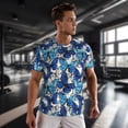 thumbnail image 3 of Wukai Blue and White Butterflies Print Men's Short-Sleeved Mesh T-Shirt,Quick-Dry Short Sleeve Workout T-Shirt-6X-Large, 3 of 8