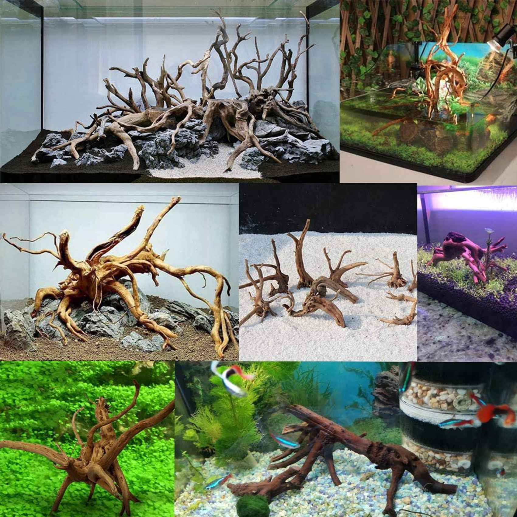 Mini Driftwood for Aquarium Natural Wood Branches Fish Tank Decorations Tree Trunk Driftwood Assorted(20 Pack)