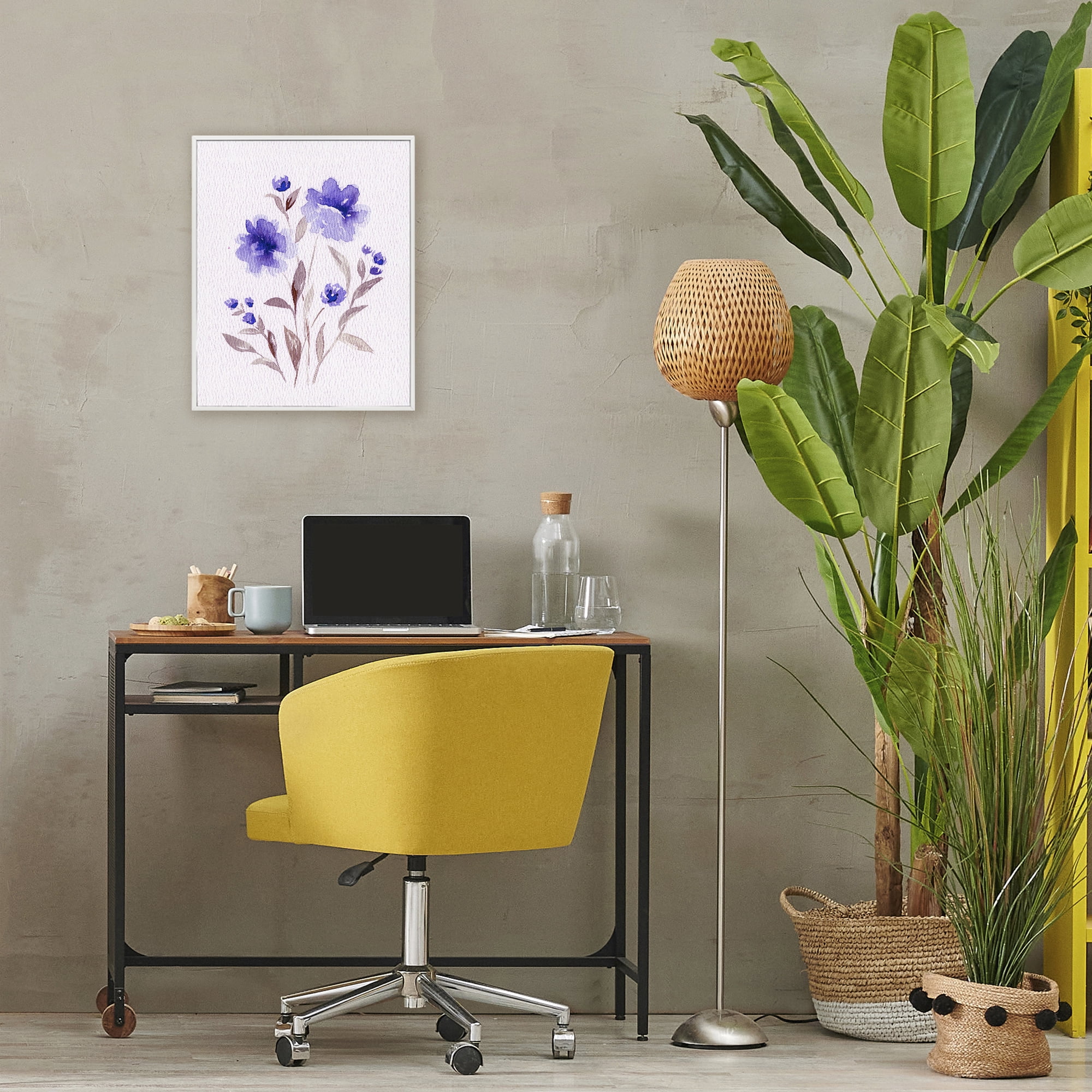 Stupell Industries Blooming Purple Flowers White Framed Giclee Art, design by Leah Noel Art