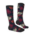 thumbnail image 3 of Easygdp Roses Skulls Soccer Socks Sport Knee High Socks Calf Compression Athletic Socks for Men and Women, 3 of 9