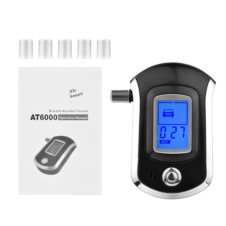 Portable Breathalyzer with 6 Mouthpieces Breath Tester LCD Backlight Digital Accurate Bac Detector Analyzer with Audio Visual Alarm for Use, Size: 105