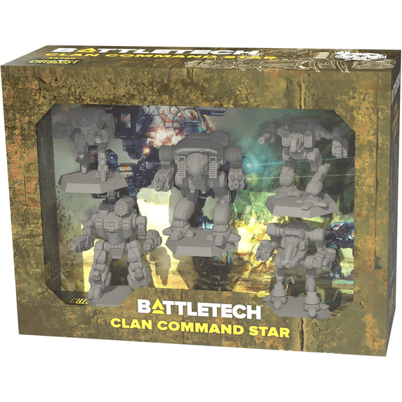 Catalyst Game Labs BattleTech Clan Command Star Miniature Force Pack Game with Dire Wolf, Summonder, Stormcrow, Mist Lynx, and Shadow Cat Miniatures