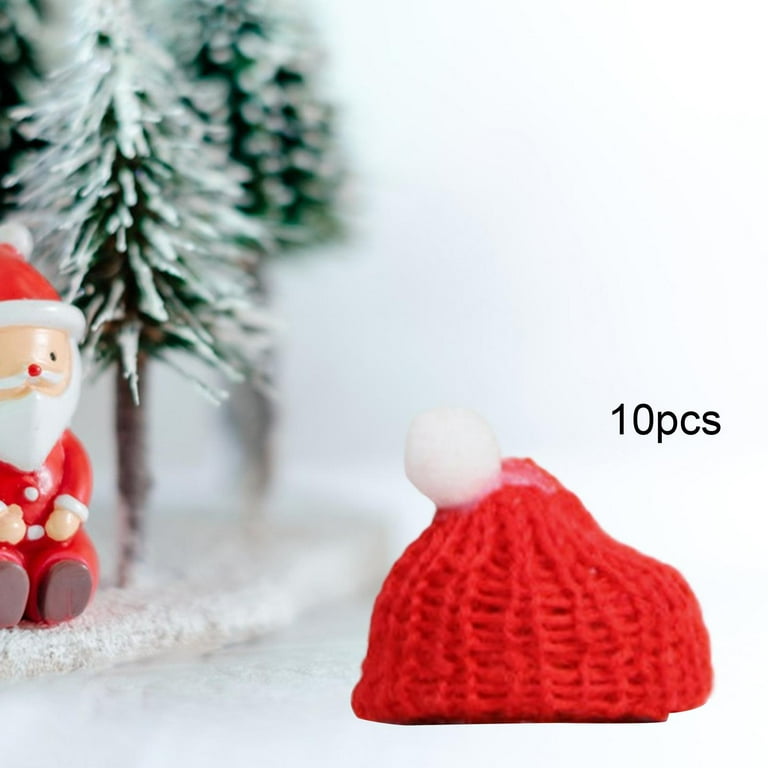 Set of 10 Mini Christmas Hats Scarf Set Soft Material Santa Doll