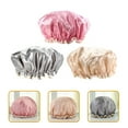 thumbnail image 4 of 3 Pcs Bonnets de Douche en Satin Imperméables Chapeaux de Bain Réutilisables pour Femmes, 4 of 8
