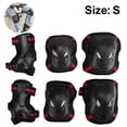 thumbnail image 1 of Equipo de protección para niños/adolescentes, rodilleras y coderas con protector de muñeca y correa ajustable para patinar, monopatín, ciclismo, patinaje, bicicleta, scooter, negro, rojoS, 1 of 8