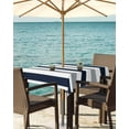 thumbnail image 3 of Lsrtoss Outdoor Tablecloth with Umbrella Hole & Zipper, Navy Blue Gray Striped Square Tablecloth 60x60 Inch, Farmhouse Stripe Art Patio Table Cover Waterproof Table Cloth for Picnic/Party, 3 of 7