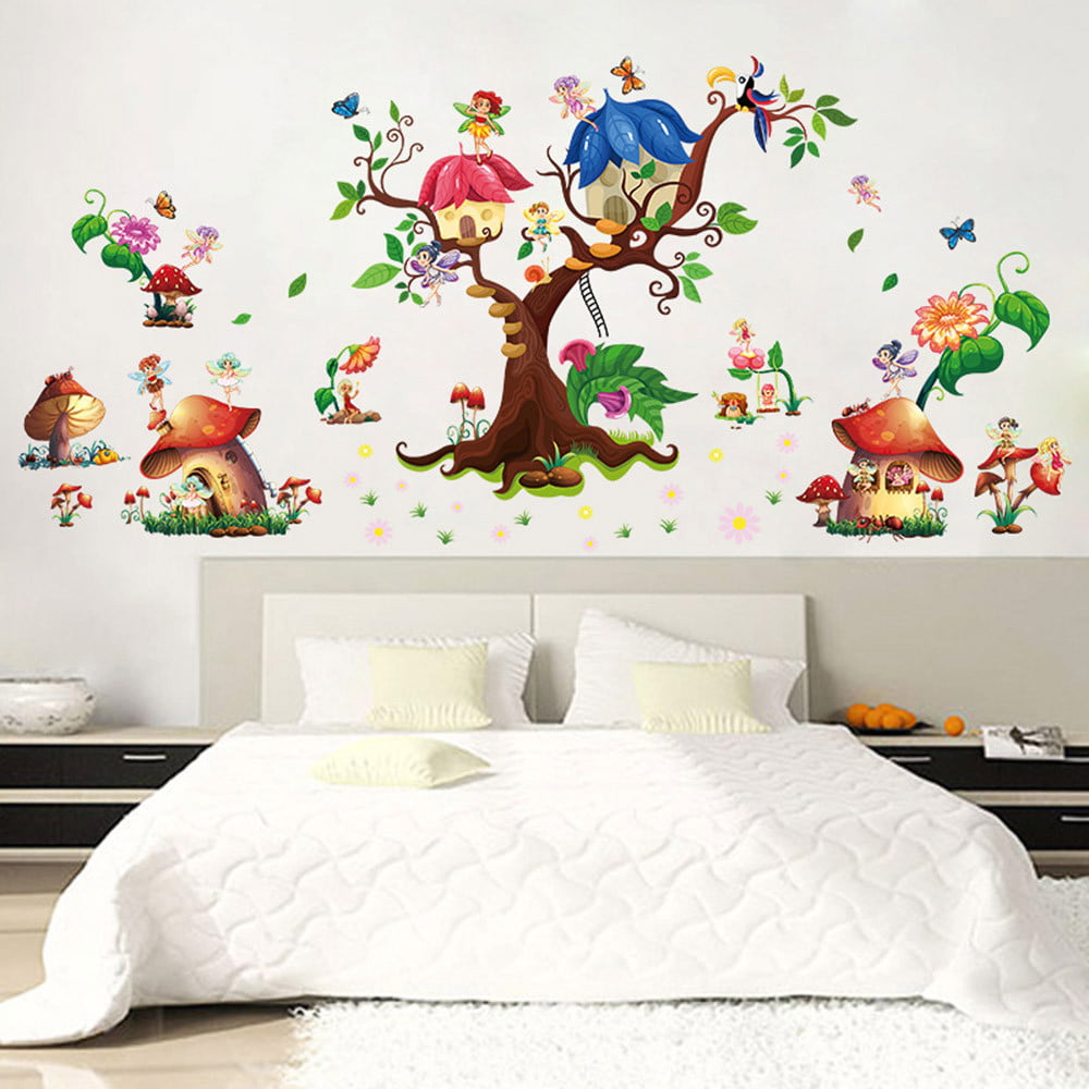 Butterfly Flower Fairy Wall Stickers for Room Decoration Car Window Sticker KY