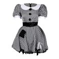 thumbnail image 5 of ZHOGXU Halloween Kids Girls Dresses Plaid Puff Short Sleeve Peter Pan Collar Dress Fancy Cute Grown For Theme Party,Black,12-14 years, 5 of 9